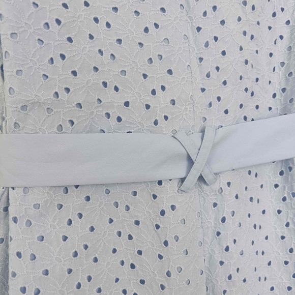 CeCe Cynthia Steffe Size 6 Shirt Dress Eyelet Sleeveless Collar Belted Pockets - Picture 12 of 14